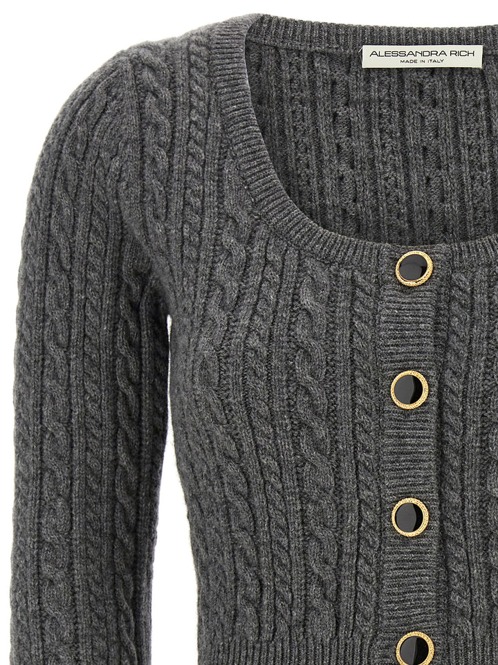 Cropped Wool Cardigan Sweater, Cardigans Gray