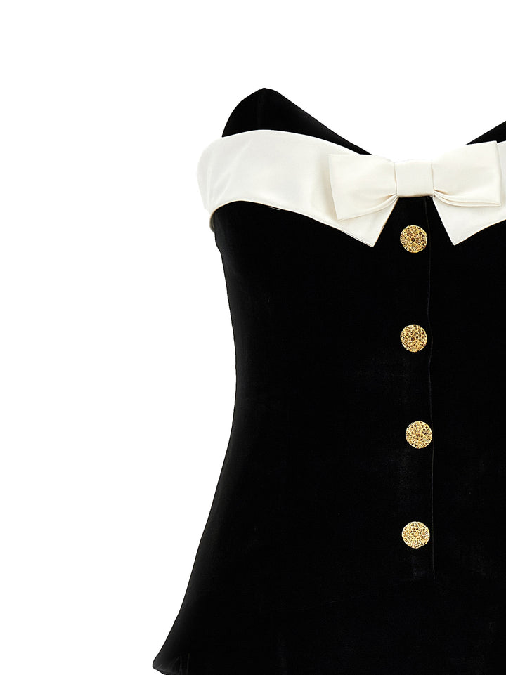 Velvet Bow Dress Dresses White/Black