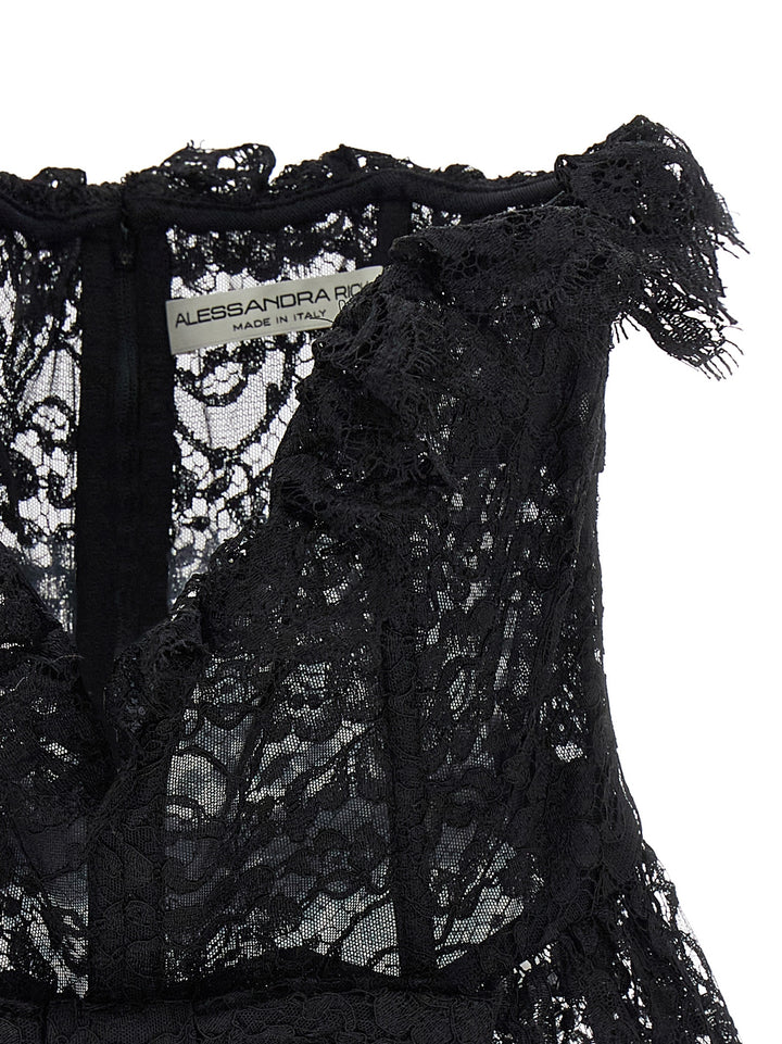 Lace Bow Bustier Top Tops Black