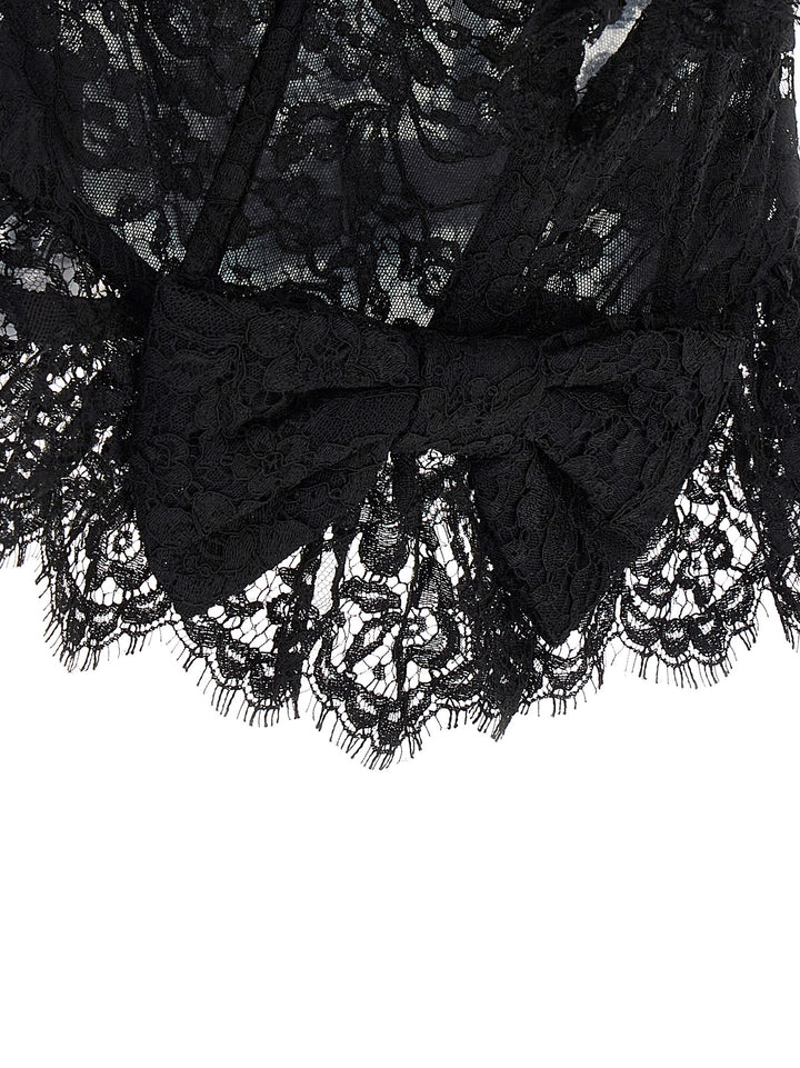 Lace Bow Bustier Top Tops Black