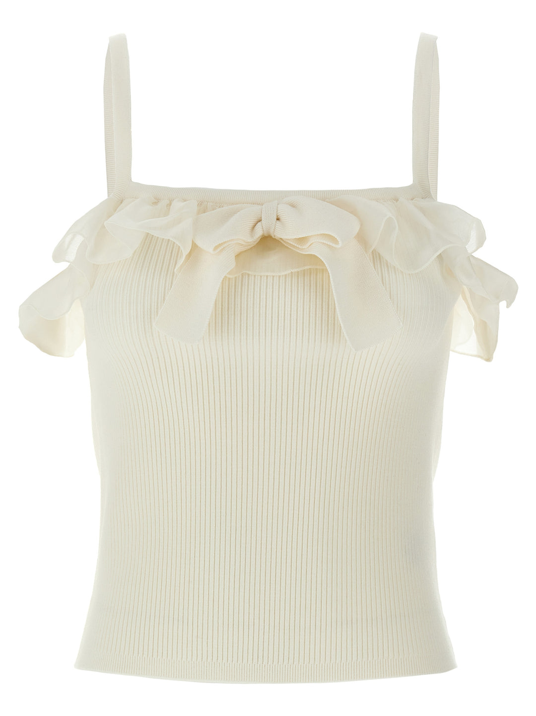 Alessandra Rich Ruffle Top Tops - White | 9fed65721080c72d1408cf751afa1ee8711095bb