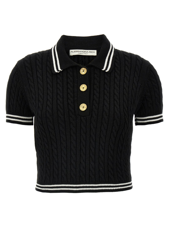 Braided Shirt Polo White/Black