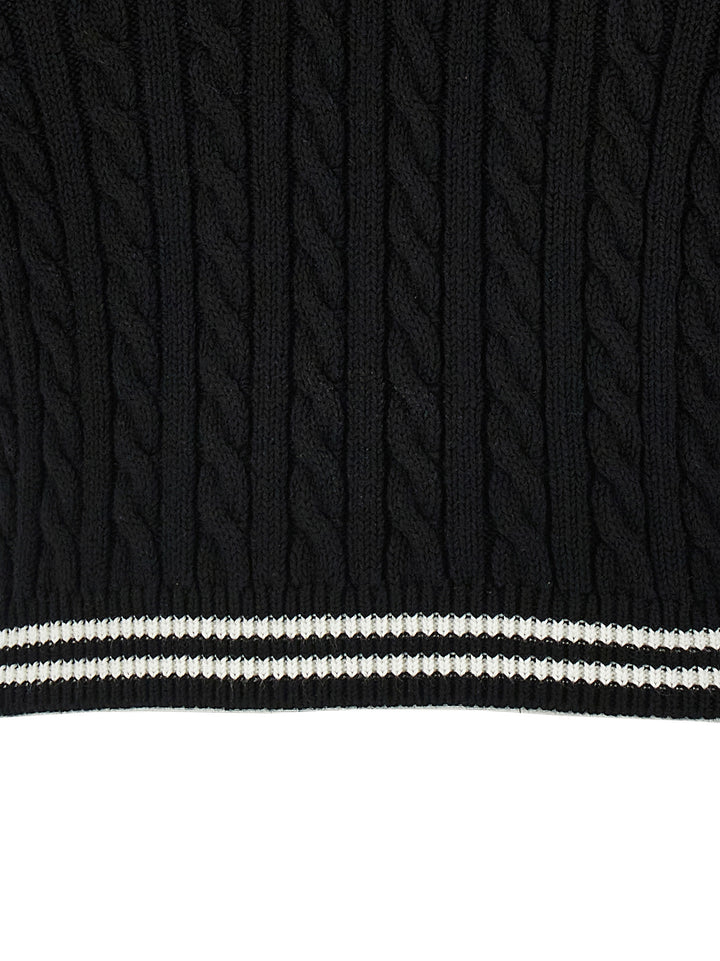 Alessandra Rich Braided  Shirt Polo - White/Black | 398502780dedab0dc273e212c50b180649b1108e