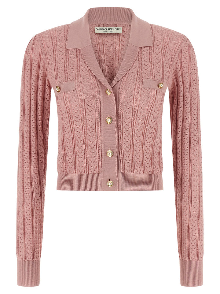 Alessandra Rich Knit Cardigan Sweaters and Cardigans - Pink | 95b88ec5a81aeb8b7105b9ab93fc418f7fbedc18