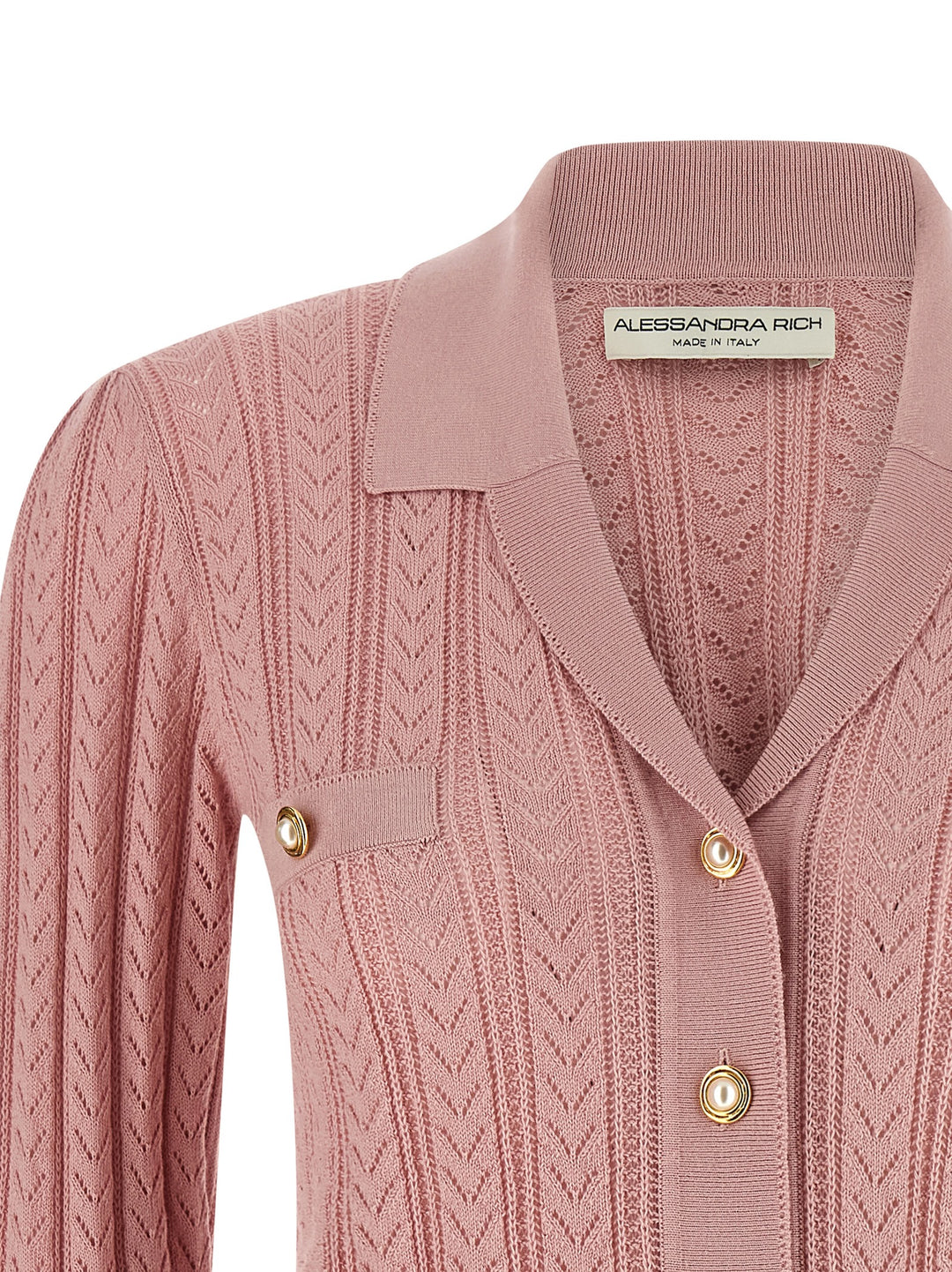 Alessandra Rich Knit Cardigan Sweaters and Cardigans - Pink | 61b3020a26e03254352126563e961ebc457034ce