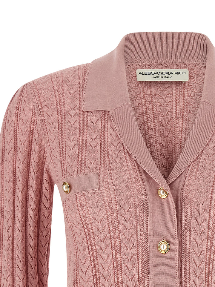 Alessandra Rich Knit Cardigan Sweaters and Cardigans - Pink | 61b3020a26e03254352126563e961ebc457034ce