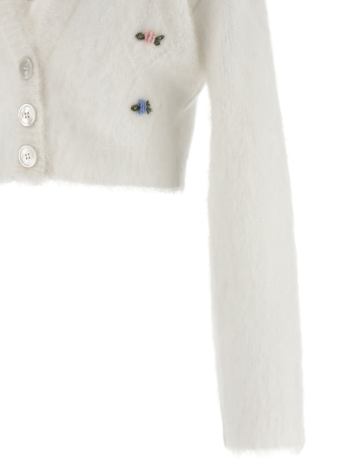 Alessandra Rich Carded Mohair Sweaters and Cardigans - White | f88b44792ec15f5e111f969f136a75bab5e1e302
