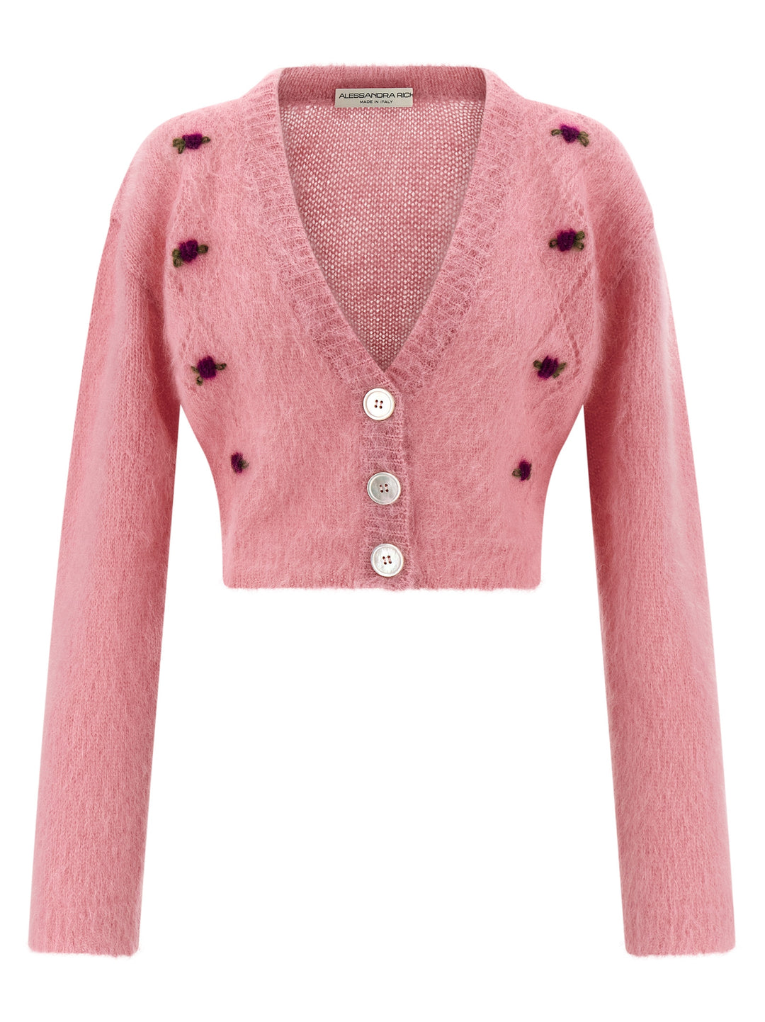 Alessandra Rich Carded Mohair Sweaters and Cardigans - Pink | ca6757c660e9cc58c98f0752967df61e74e8ebb0
