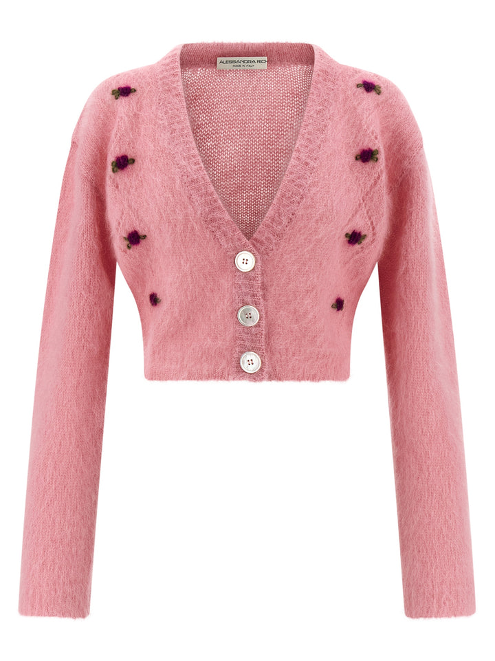 Alessandra Rich Carded Mohair Sweaters and Cardigans - Pink | ca6757c660e9cc58c98f0752967df61e74e8ebb0