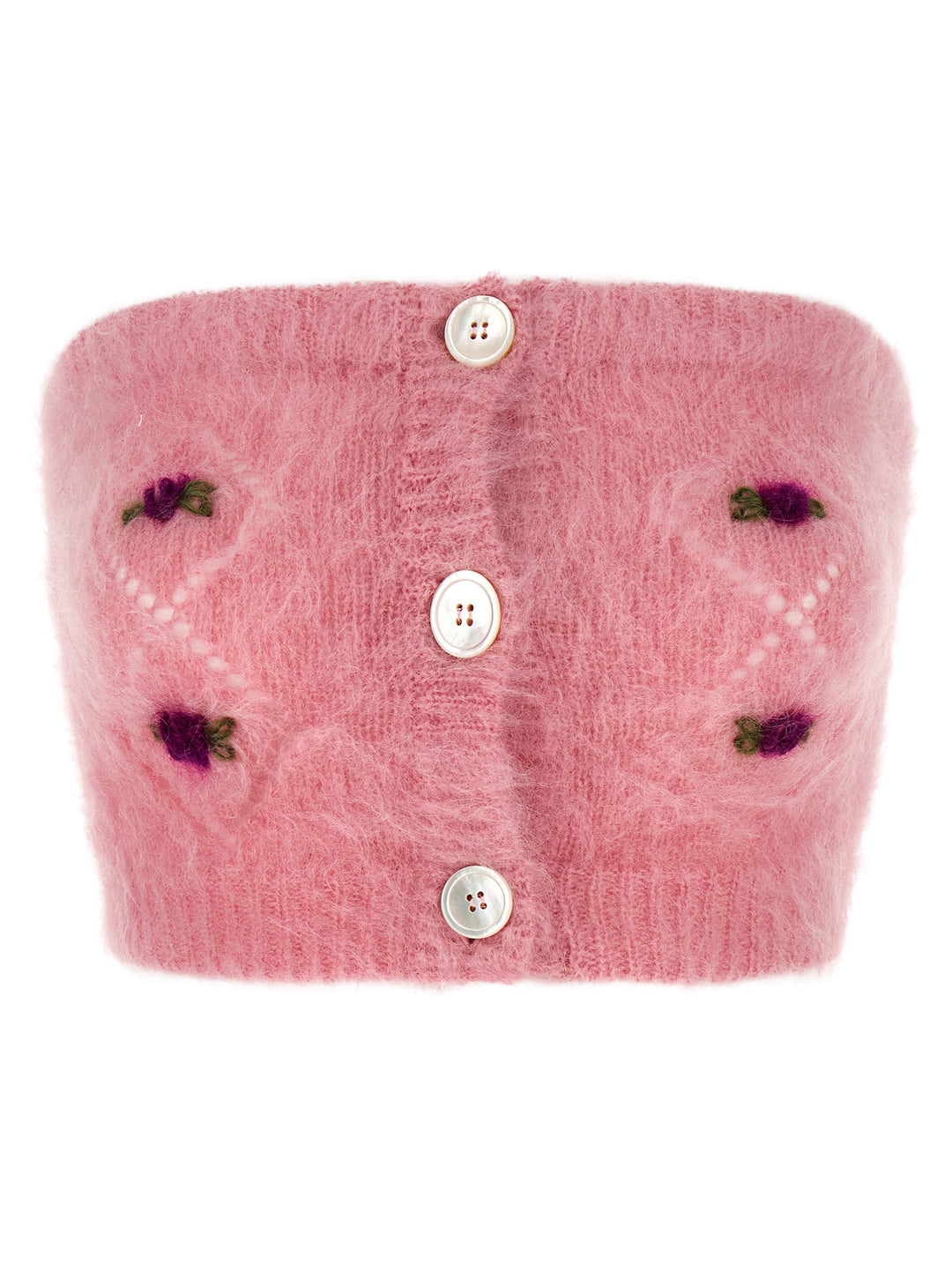 Alessandra Rich Carded Mohair Tops - Pink | fc469e37ef2cd9b4f28bb20e664e2bbdb68882c2