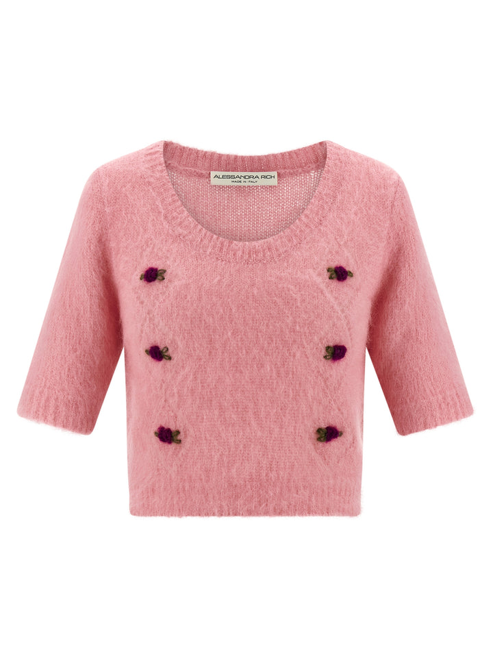 Alessandra Rich Carded Mohair Sweaters and Cardigans - Pink | 208bcc4ed5653abd219748715d24ecb25485f2af
