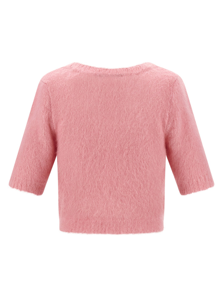 Alessandra Rich Carded Mohair Sweaters and Cardigans - Pink | a49609dbd1dc7c4c194c0784d056addcd7ed661b