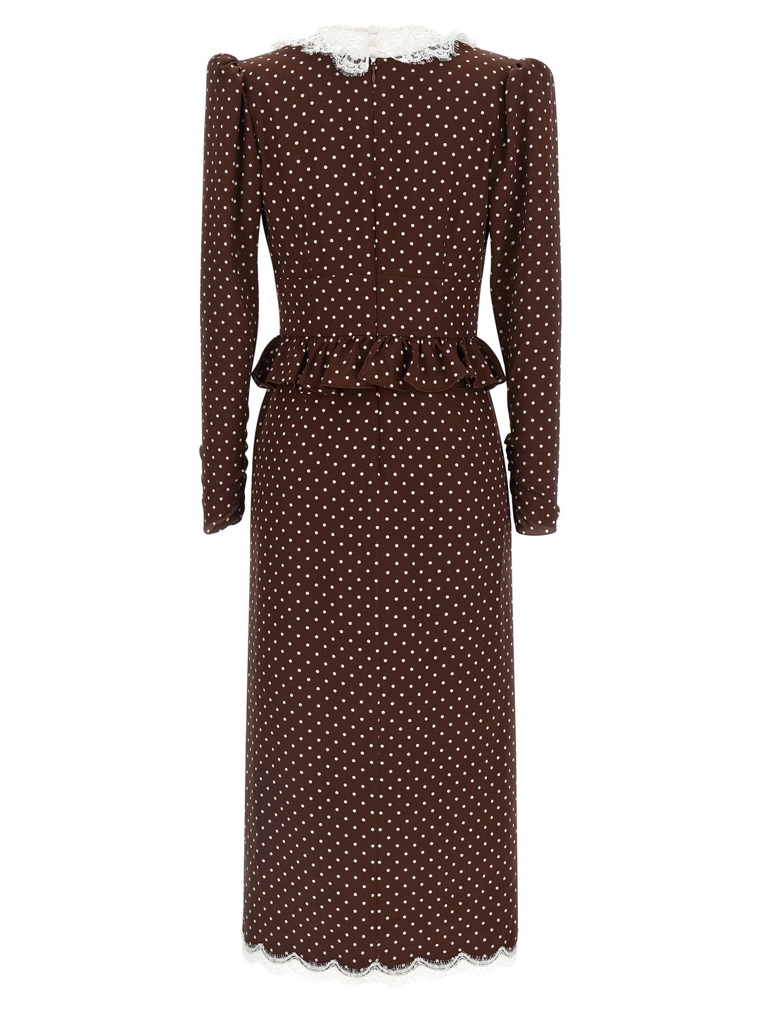 Alessandra Rich Polka Dot Midi Dresses - Brown | 3565ebbaa664aa3d4f6b57099f5b11d68603b3e9