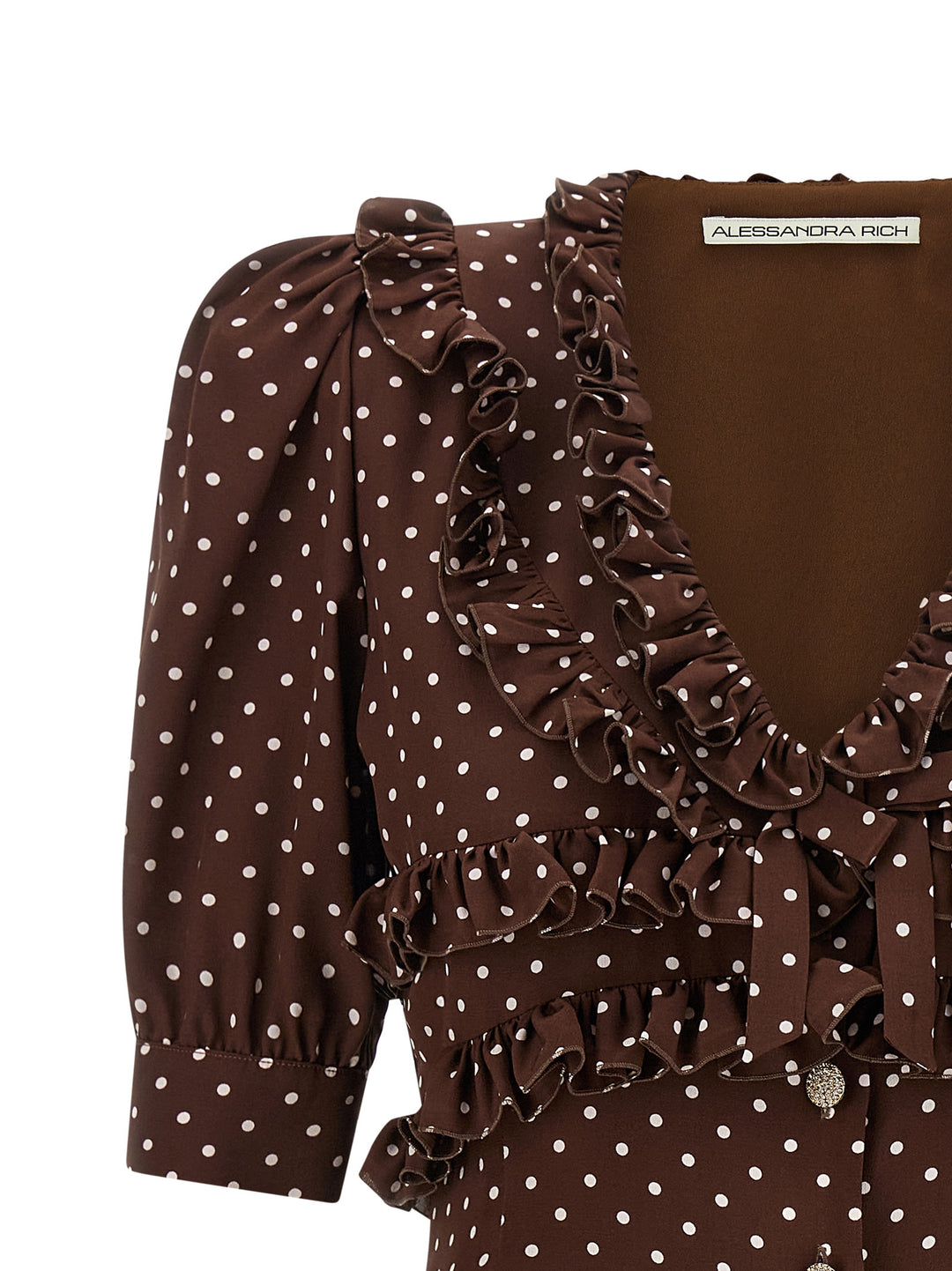 Alessandra Rich Polka Dot Mini Dresses - Brown | 58619adab13282f713603bdfddeb5bbf8819037a