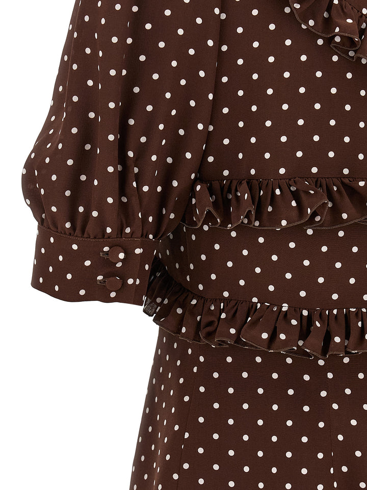 Alessandra Rich Polka Dot Mini Dresses - Brown | f0e53ce234f26bc33e7c17ff262664bdcc8caff8