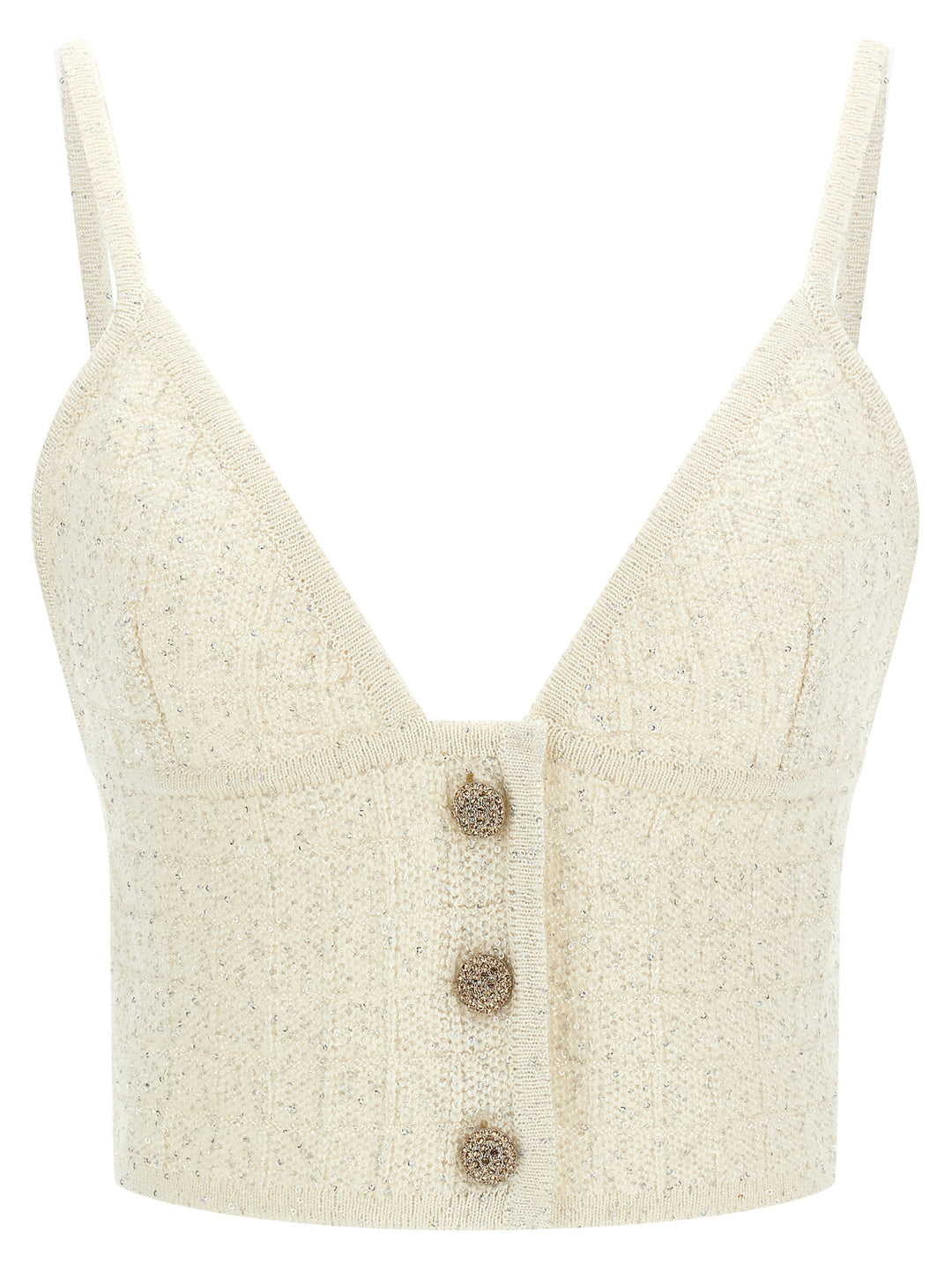Alessandra Rich Sequin Top Tops - White | b6f9ee7f882ec3bc6095822e14170a0499aa46bf