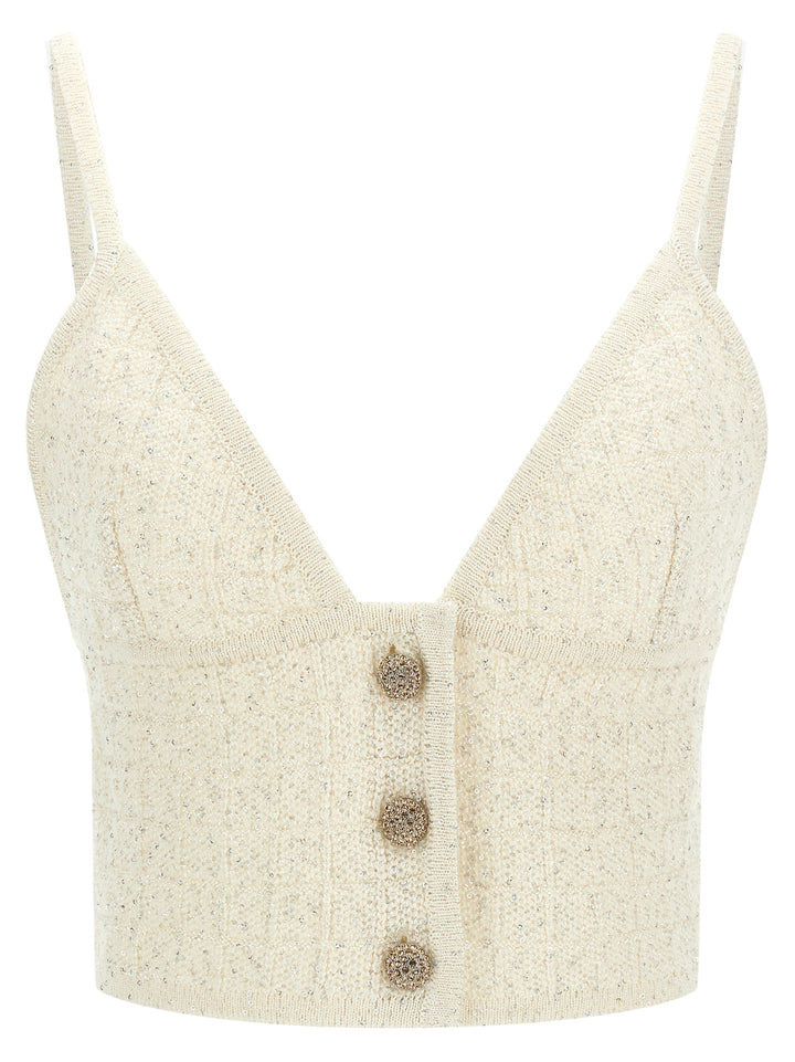 Alessandra Rich Sequin Top Tops - White | b6f9ee7f882ec3bc6095822e14170a0499aa46bf