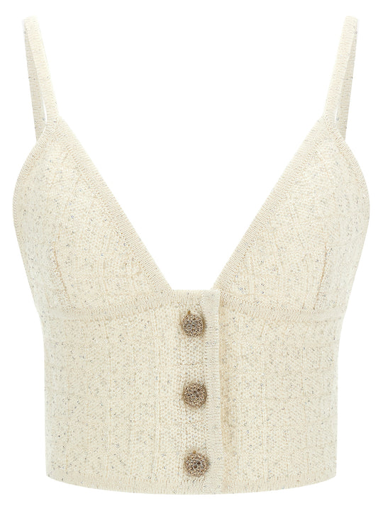 Sequin Top Tops White