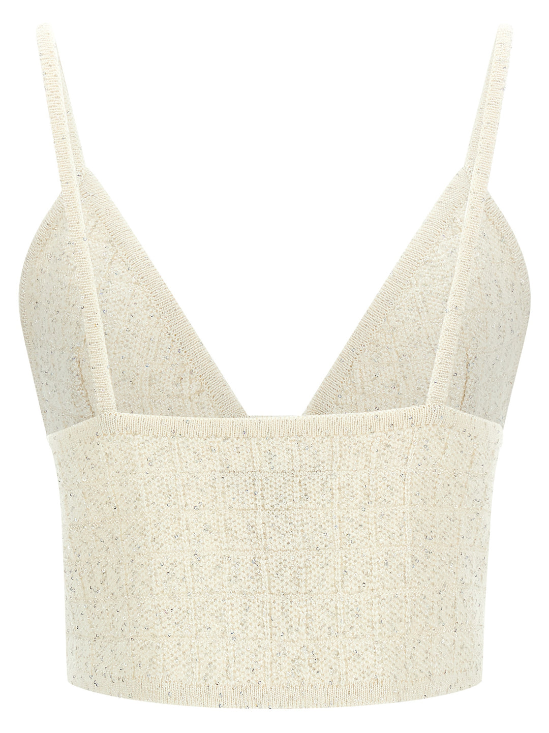 Alessandra Rich Sequin Top Tops - White | 3529cb4592f33344cf1164e53d00c1c6994ec1bf