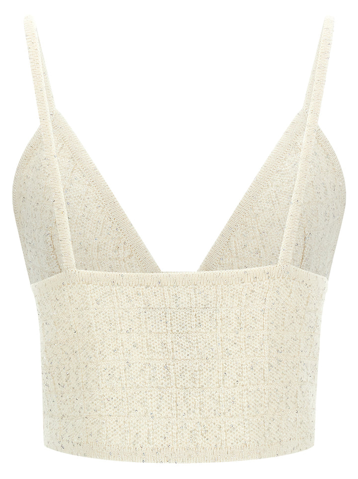 Alessandra Rich Sequin Top Tops - White | 3529cb4592f33344cf1164e53d00c1c6994ec1bf
