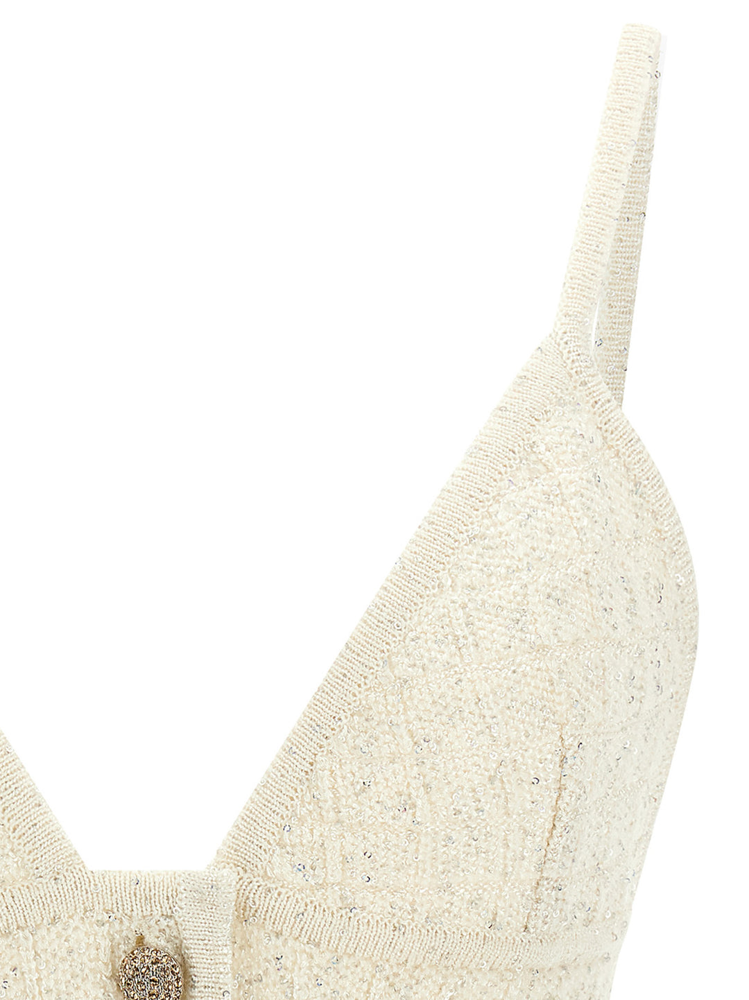 Alessandra Rich Sequin Top Tops - White | 33e4bb44151236e1b0a9c609b162b16b460af11b