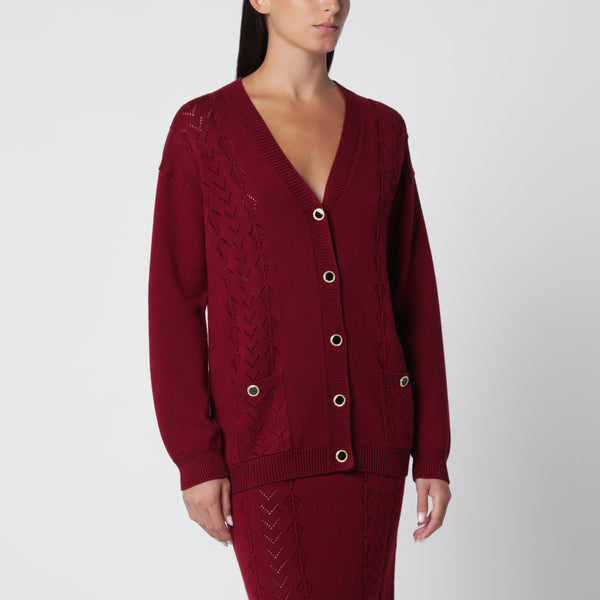 Bordeaux Merino Wool Knit Cardigan