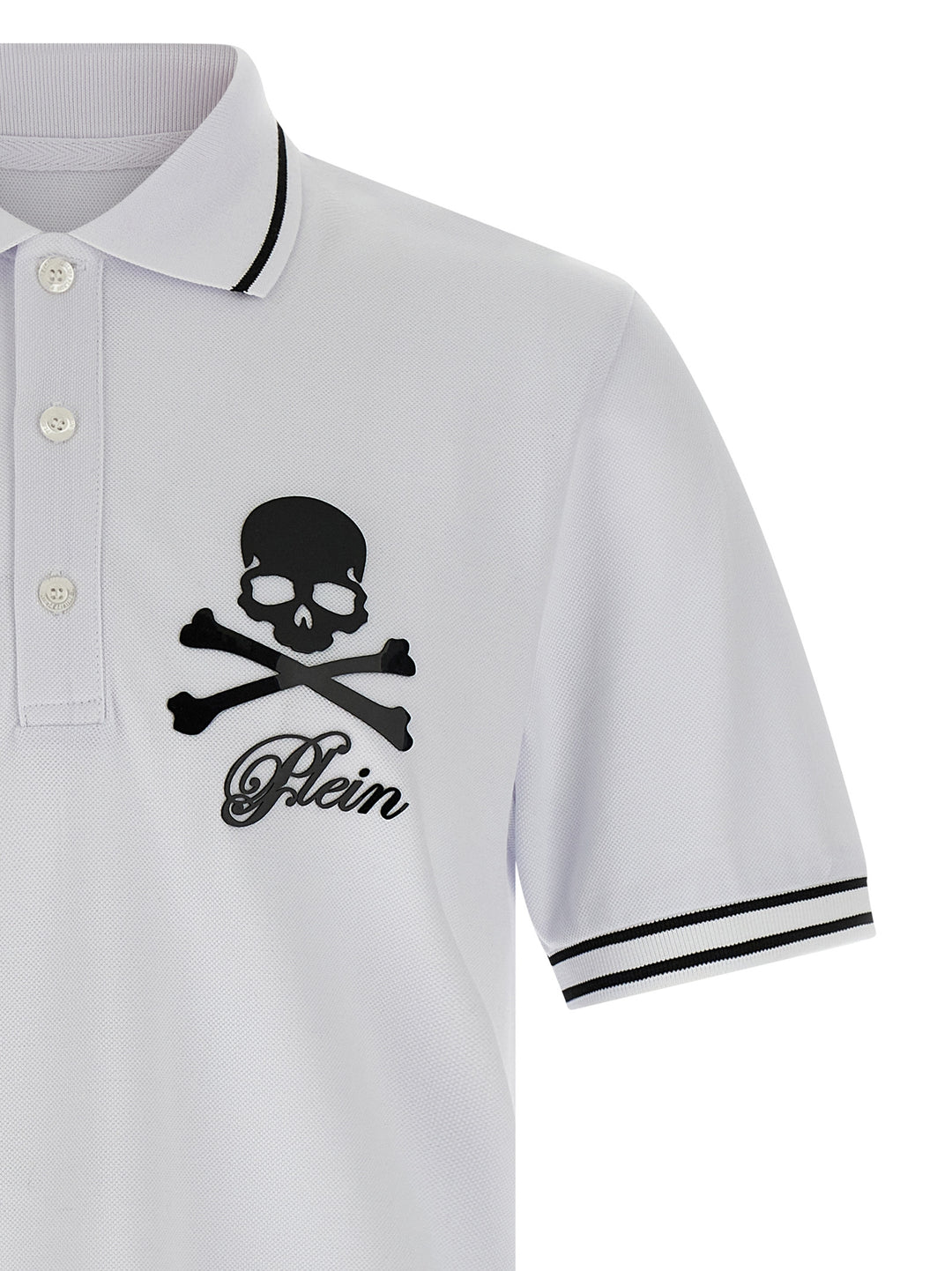 Philipp Plein Skull & Bones Polo - White/Black | ebe242d71bd1f335bff0d4635718184d07884288