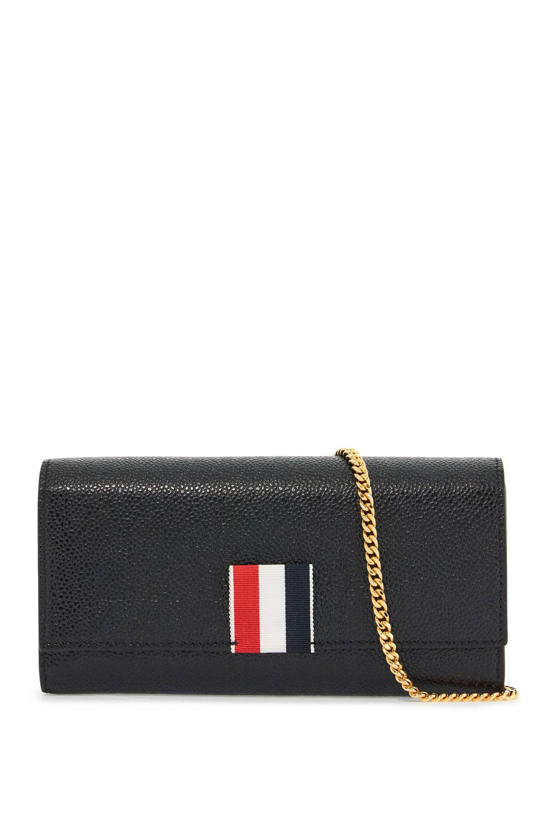 Black Calfskin Chain Wallet With Rwb Detail