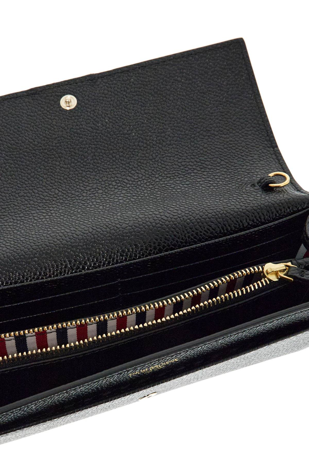 Black Calfskin Chain Wallet With Rwb Detail