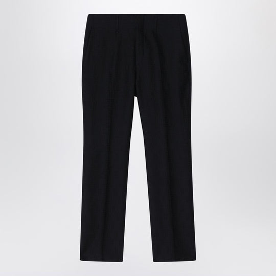 Trousers In Black Ff Jacquard Linen Blend