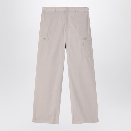 Stone Grey Cotton Blend Trousers