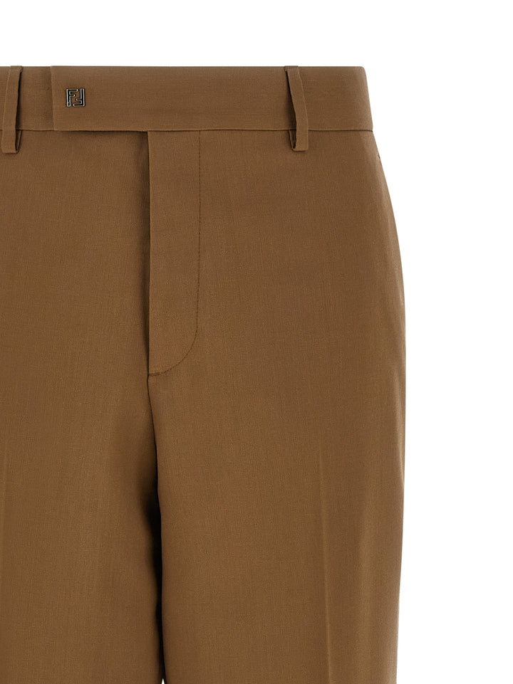 Fendi Gabardine Wool Trousers Pants - Brown | 2ececc2b2c2bea41b0499c7b7bfa8377ca987e54