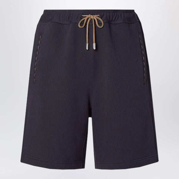 Navy Blue Cotton Bermuda Shorts