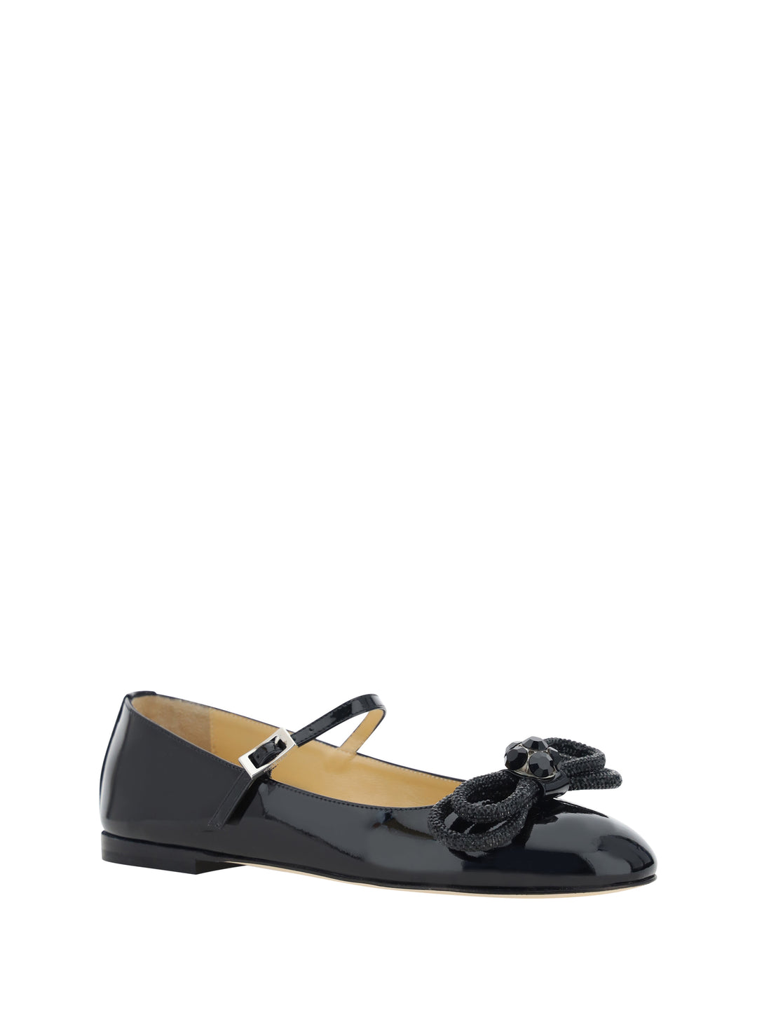 DOUBLE BOW BLACK PATENT LEATHER BALLERIN