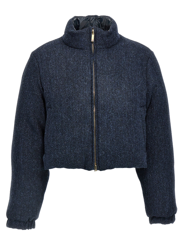 Herringbone Harris Tweed Casual Jackets, Parka Blue