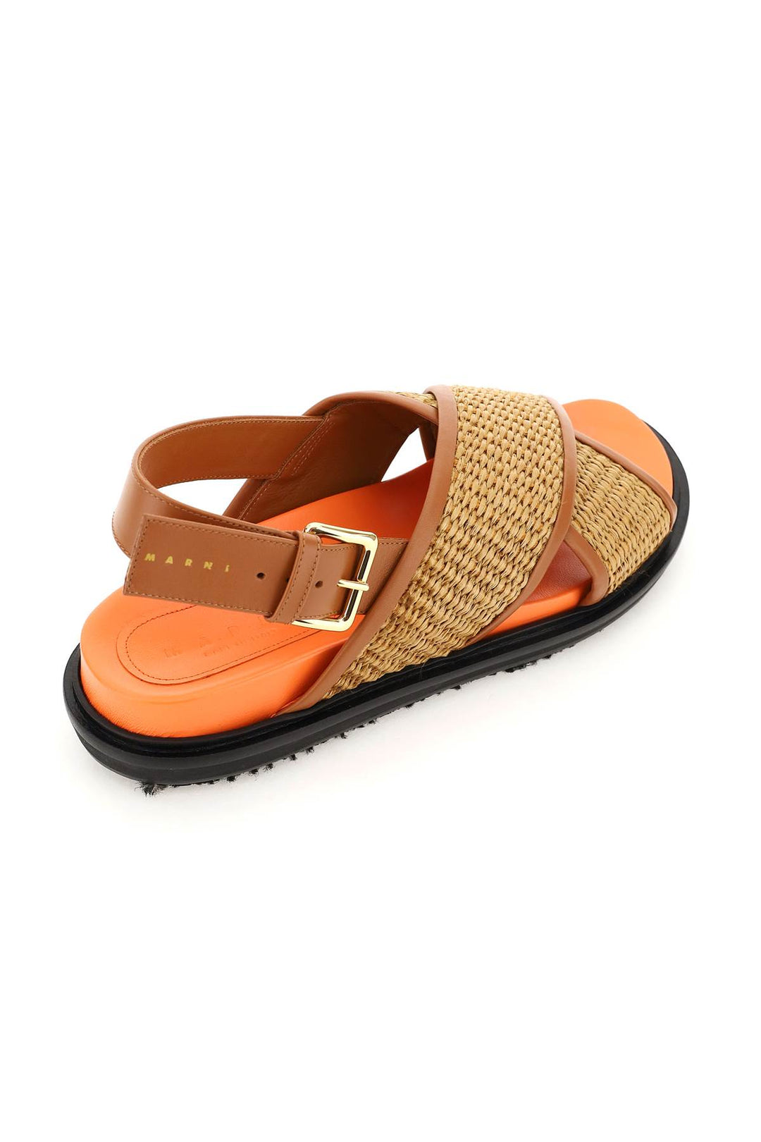 Leather And Raffia Fussbett Sandals