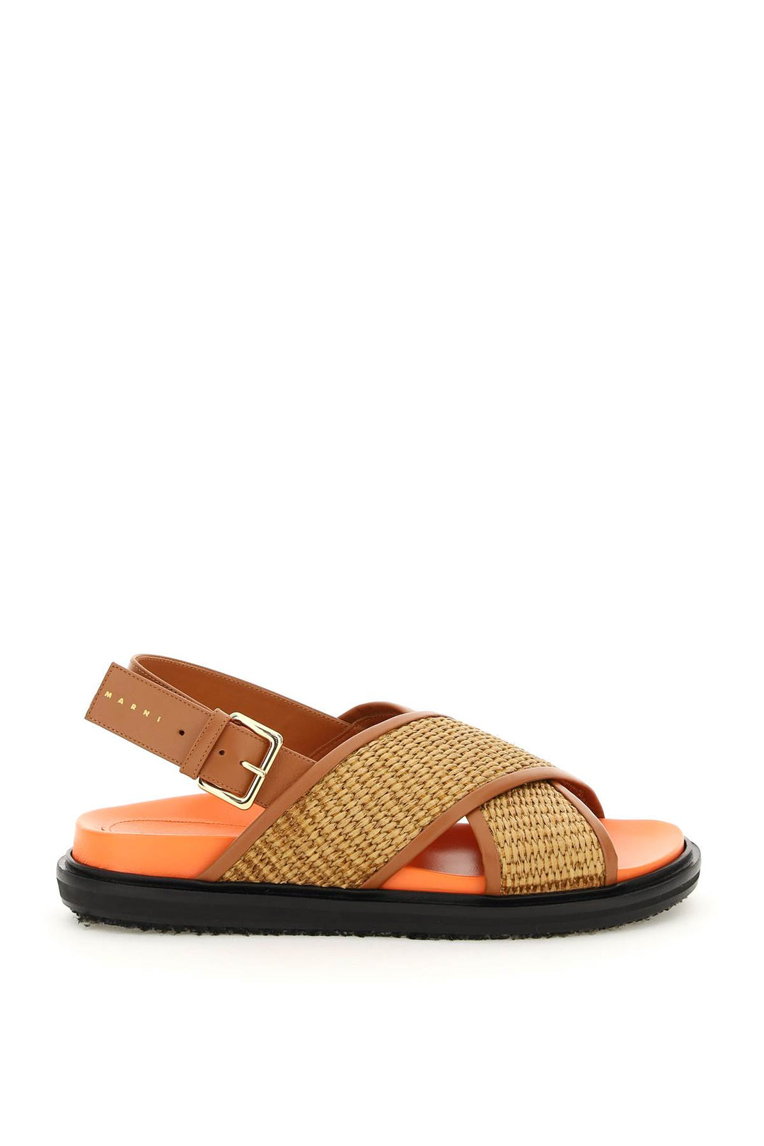 Leather And Raffia Fussbett Sandals