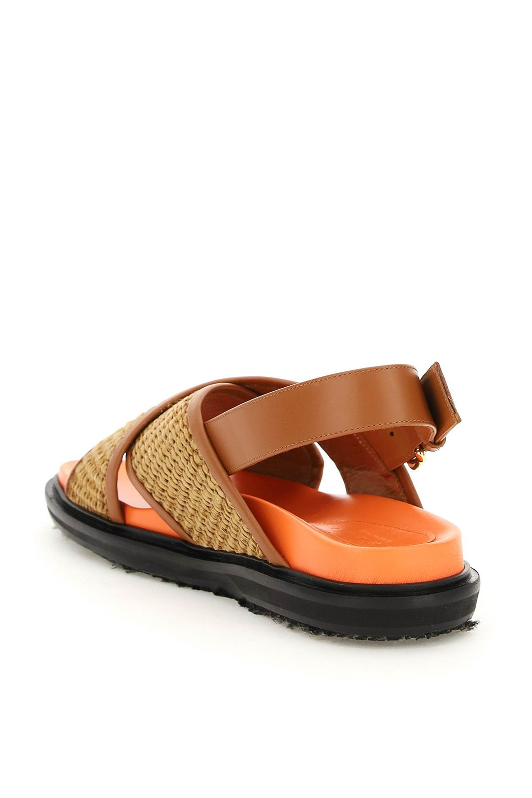 Leather And Raffia Fussbett Sandals