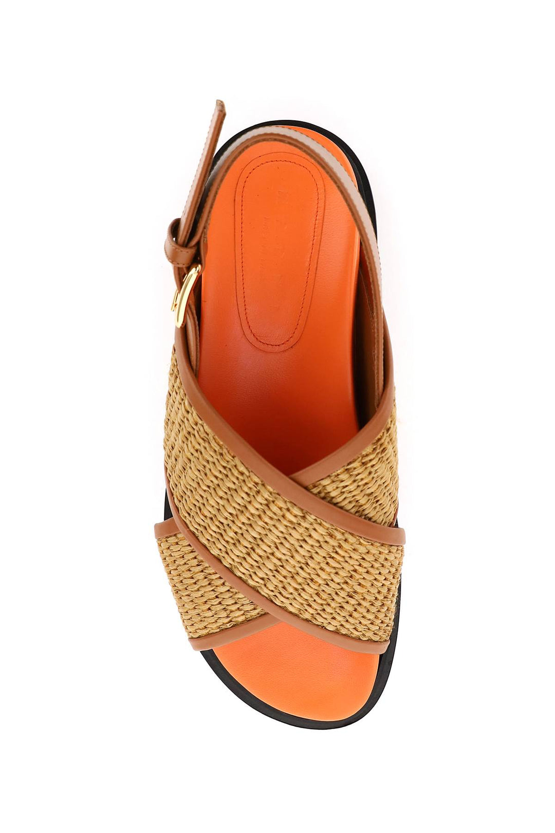 Leather And Raffia Fussbett Sandals