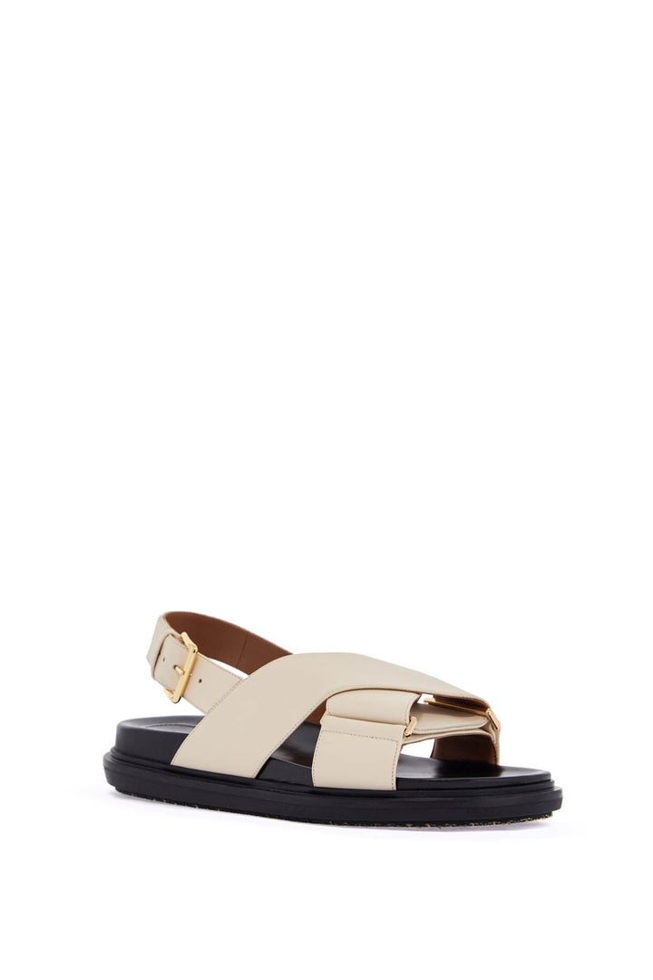 Fussbett Sandals In Silk White Leather With Low Heel