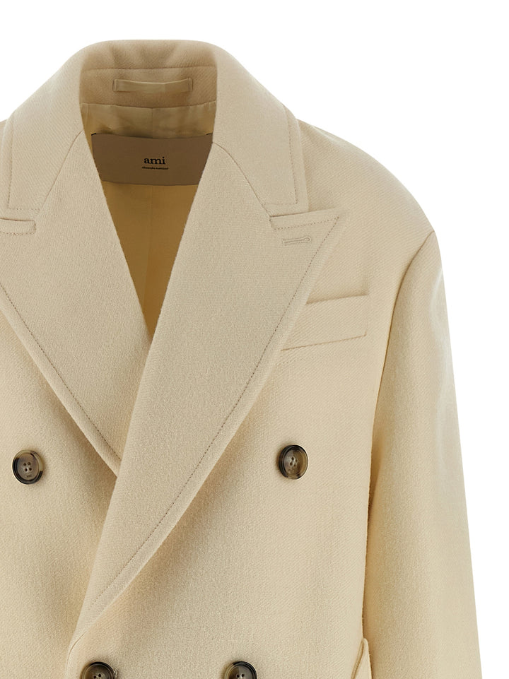 Ami Paris Double-Breasted Coat Coats and Trench Coats - White | f70fb7d365acd78f1dd2d5326a56d51ed772df2c