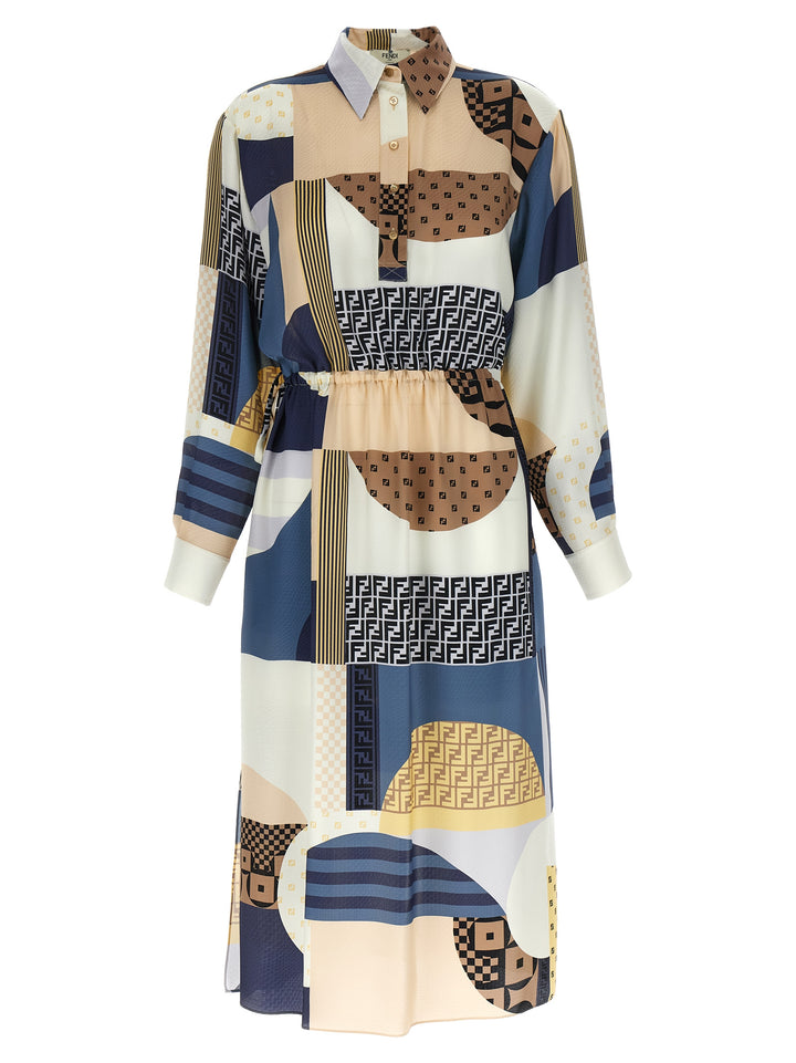 Fendi Patchwork Silk Dress Dresses - Multicolor | 71a7e6bc054c7fde30e600f04cbf38b830c972b8