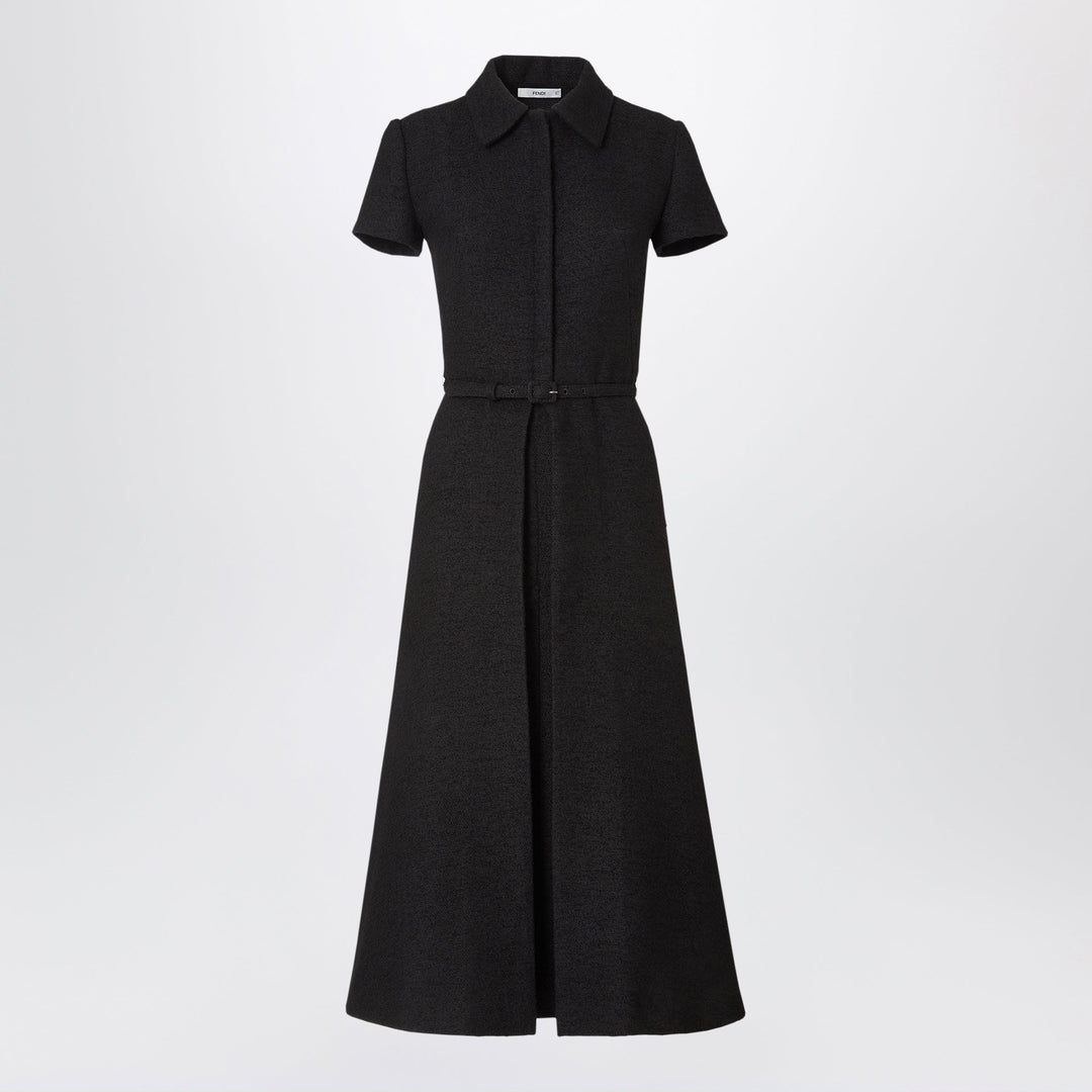 Fendi Black Dress In Bouclé Wool