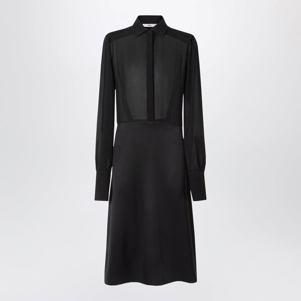 Black Silk Georgette Midi Dress