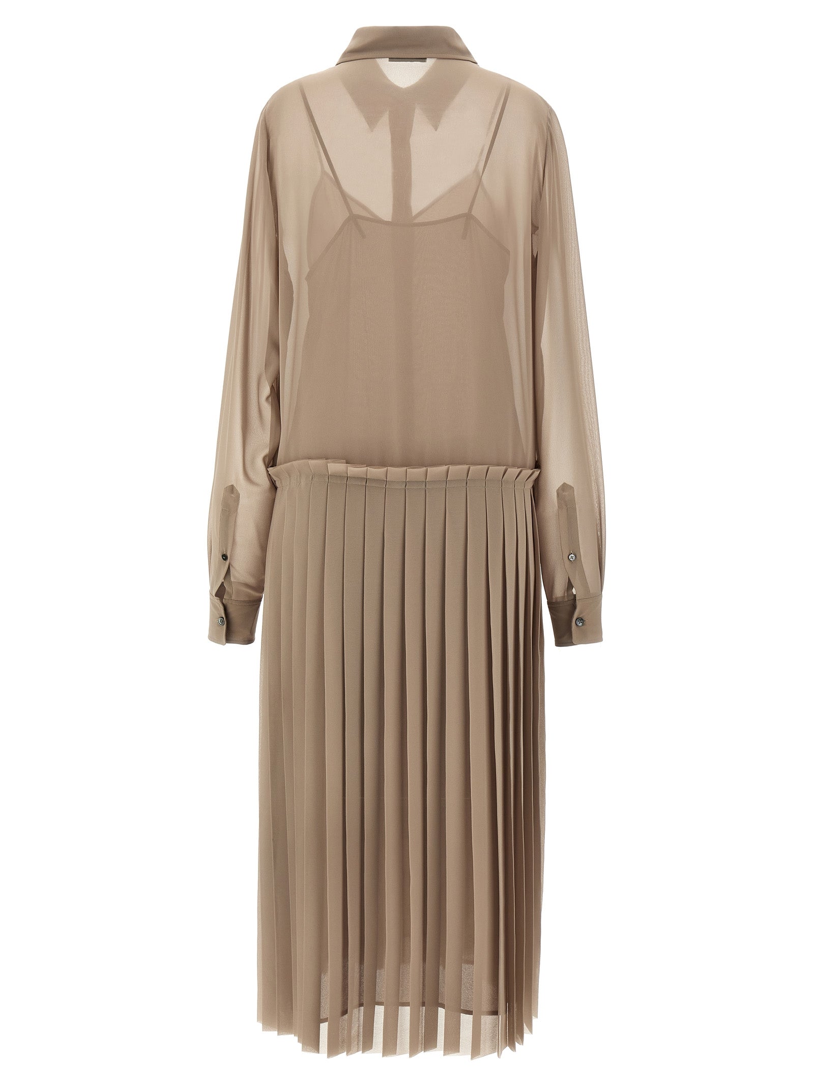 Ami Paris Pleated Midi Dresses Beige | Wanan Luxury