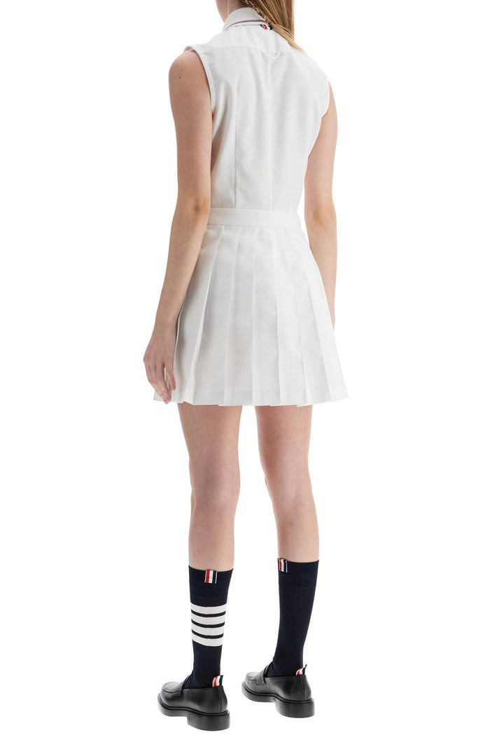 White Pleated Cotton Dress For Women