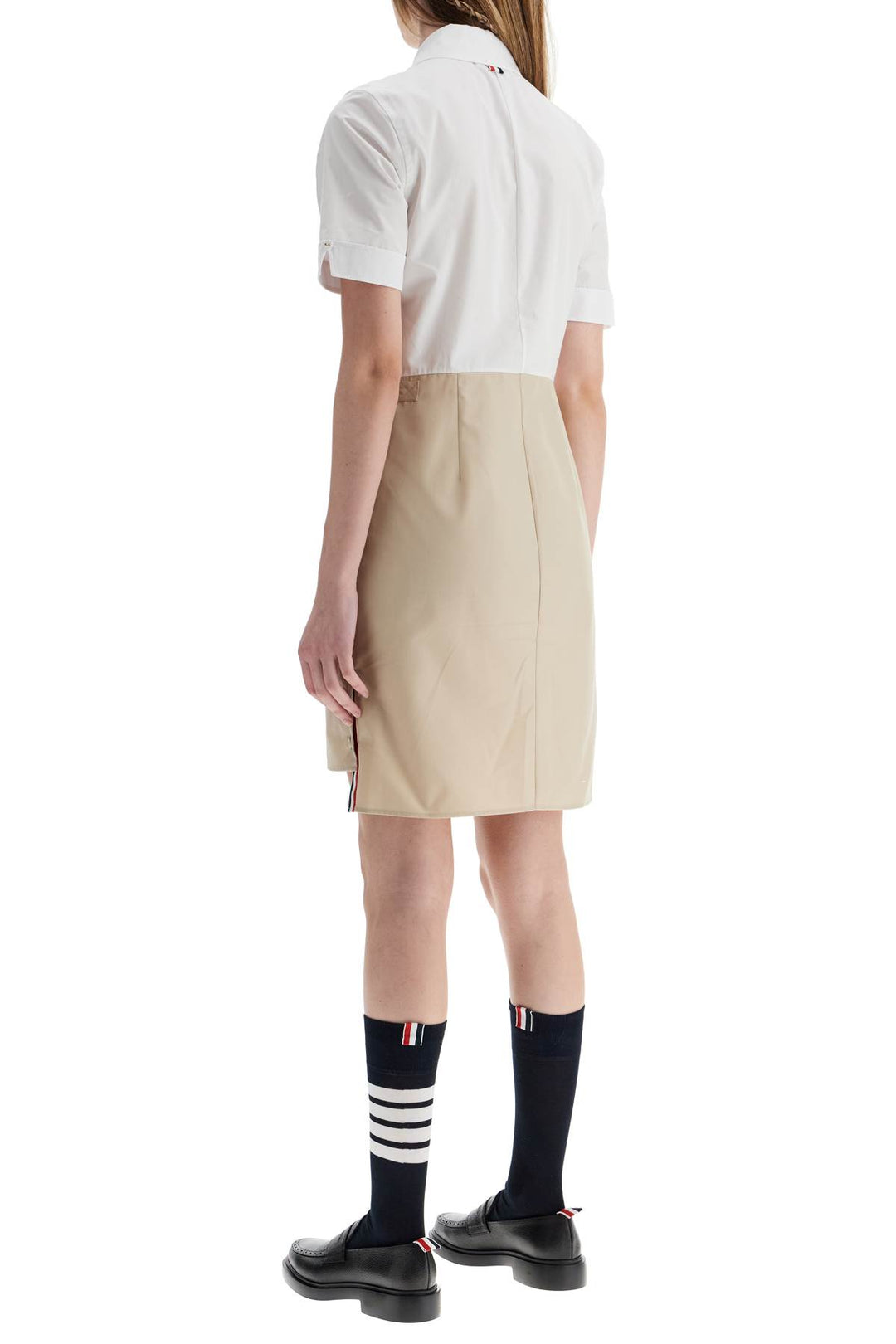 Khaki Typewriter Cloth Dress With Striped Logo