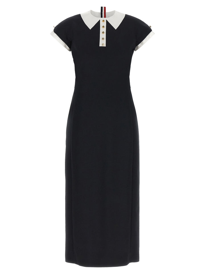 Thom Browne Polo Dress With Intarsia And Rwb Detail Dresses - Blue | c4646b196983804c9714202e5c951d0f4956bfe5
