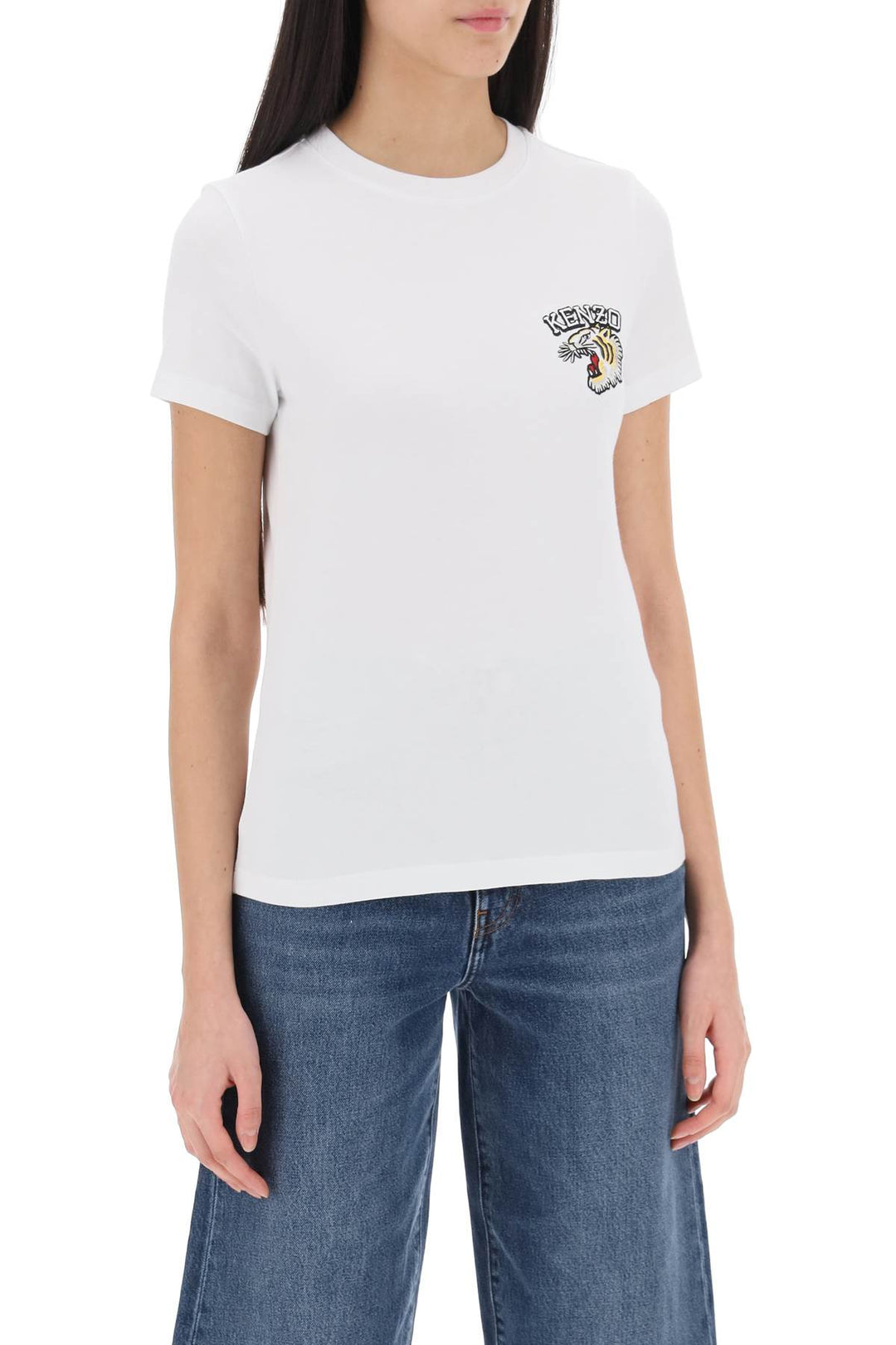 Crew Neck T Shirt With Embroidery