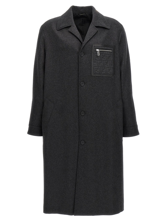 Single-Breasted Cashmere Coat Coats And Trench Coats Gray